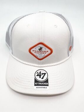 Florida Gators '47 Brand White With Patch Trucker Snapback Hat NCAA - BRAND NEW